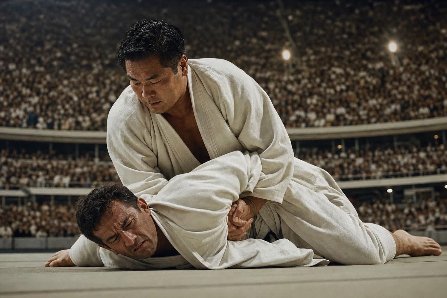 Masahiko Kimura applying gyaku ude-garami to Hélio Gracie at Maracanã Stadium, 1951