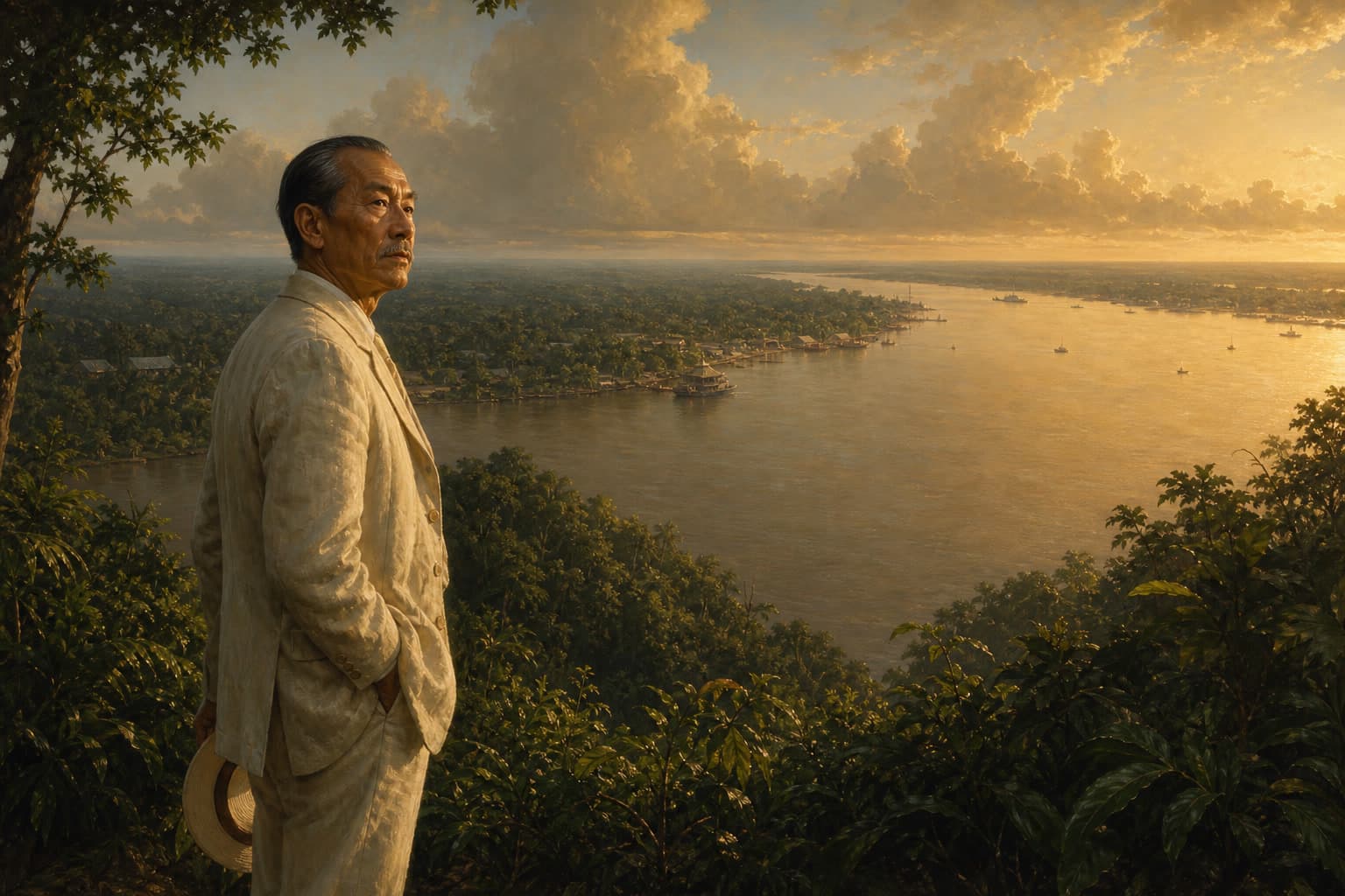 Mitsuyo Maeda in later years overlooking the Amazon near Belém